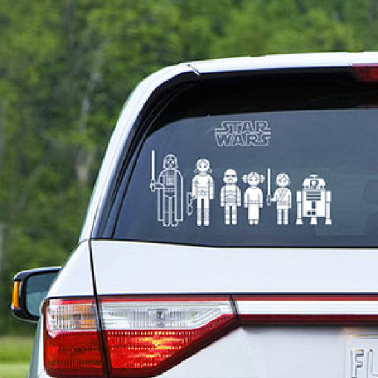 Star Wars family decals are way cooler than the stick figure ones most families have.